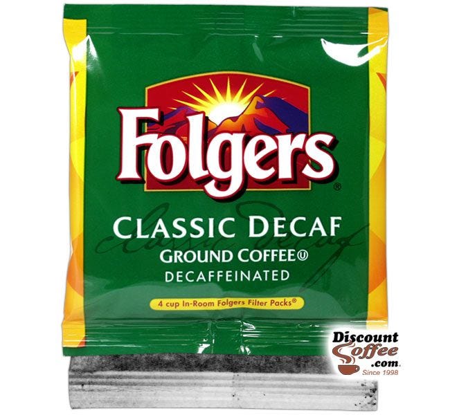 Classic Decaf Folgers 4 Cup In-Room Coffee Filter Pack