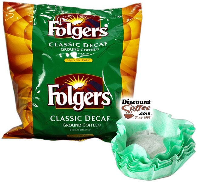 Folgers Decaf Classic Roast Coffee Filter Packs | 0.9 oz. Pre-measured Filter Packs Brew 12 Cup Pots.