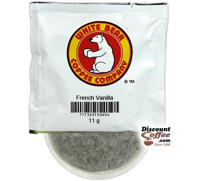 French Vanilla 100% Biodegradable coffee pods from White Bear balance flavor and aroma.  