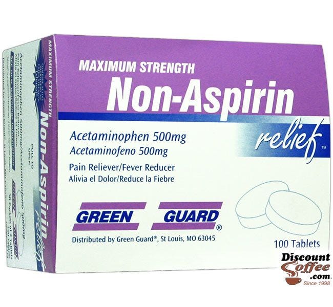 Maximum Strength Non Aspirin relief by Green Guard, Acetaminophen 500