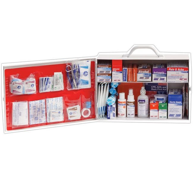 Green Guard First Aid Cabinet | 2 Shelf Truck, Vehicle, Office First-Aid OSHA Approved Safety Cabinet