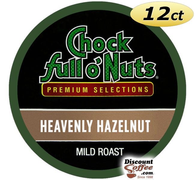 Heavenly Hazelnut Coffee Pod, Chock Full O'Nuts Single Serve Medium Roast Coffee