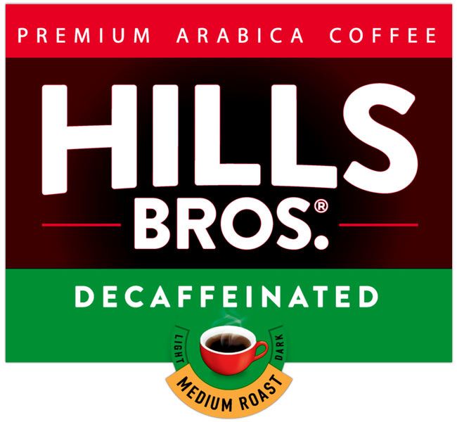 Hills Bros. brand Decaf Coffee | Decaffeinated Original Coffee Blend single cup pods.