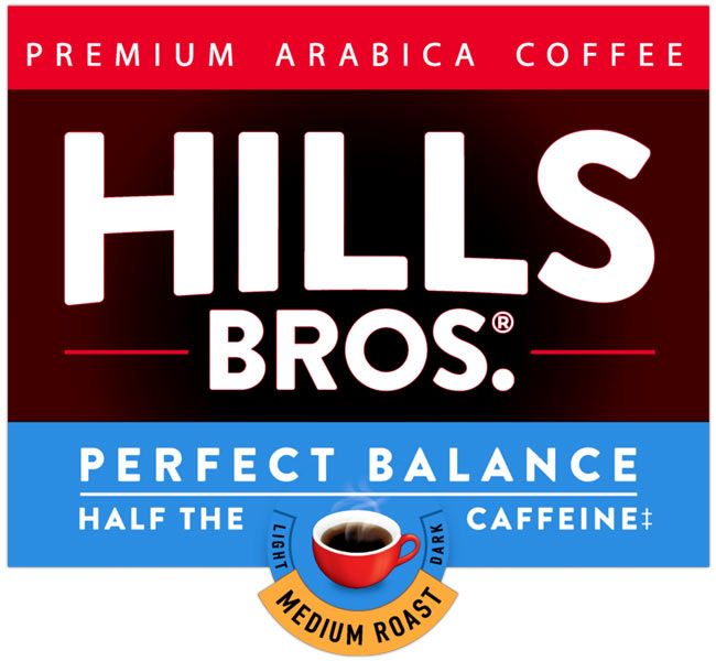 Hills Bros. Perfect Balance | ½ Caffeine, Medium Roast Ground Coffee Pods, 100% Arabica