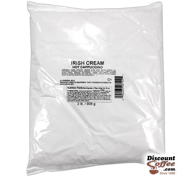 Irish Cream Cappuccino Vending Mix 2 lb. Bag | Refills Commercial Hot Beverage Hopper Machine, Foodservice 6 Bag, 12 lb. Case.