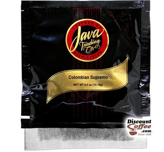 Java Trading Colombian Supremo Regular In-Room Coffee | .5 oz. 4-Cup Filter Packs, Hotels, Motels, Bed and Breakfasts