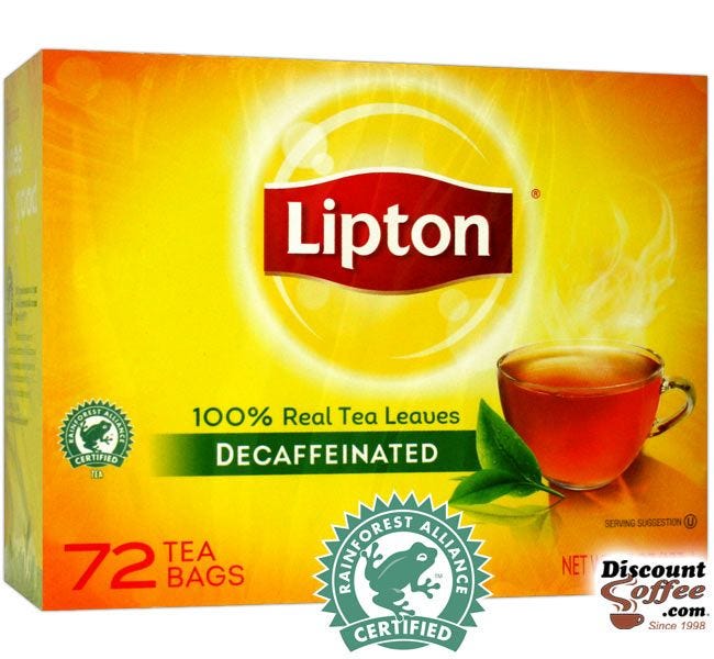 Decaf Lipton Tea Bags | Single Cup Decaffeinated Hot Tea, Rainforest Alliance