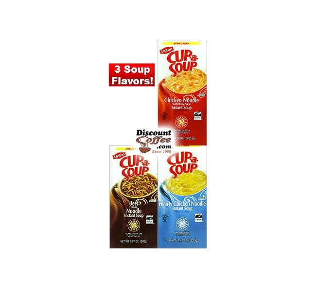 Lipton Soup Variety Pack Assortment | Lipton Hearty Chicken, Chicken Noodle, Beef Noodle Soup Flavors.