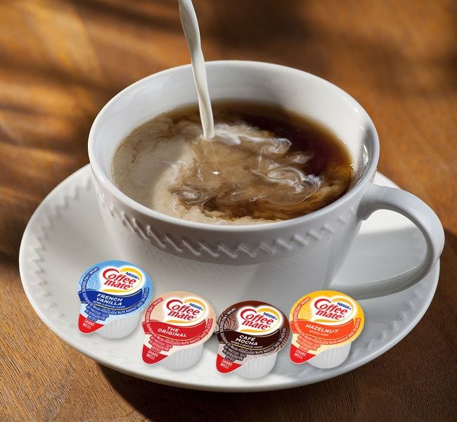 Milk dairy tolerance? Add Lactose free non-dairy Coffee-mate Single Serve flavors to your coffee cup.