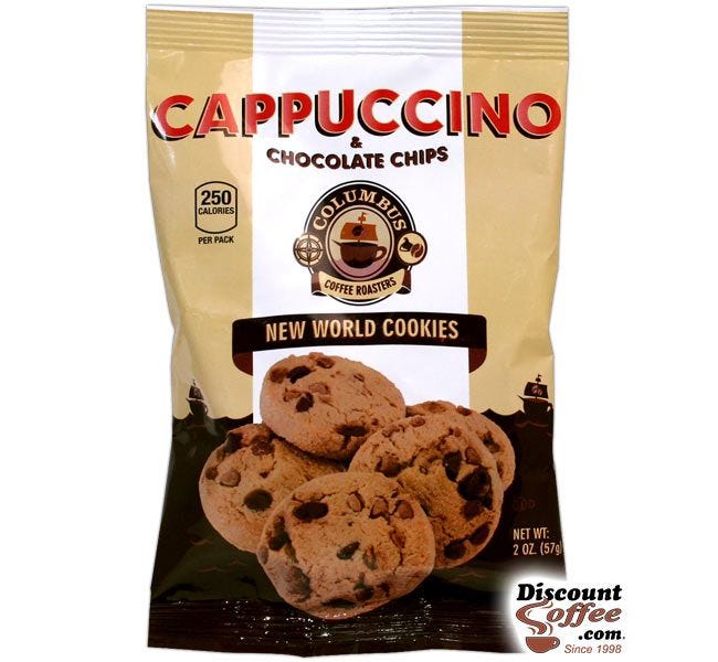 Cappuccino Chocolate Chips, New World Cookies, 2 oz. Bags