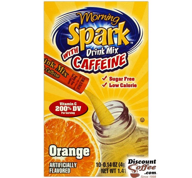 Orange Morning Spark Energy Drinks | Sugar Free, Caffeine, Vitamin C Orange Juice Flavored Bottle Water Drink Mix.