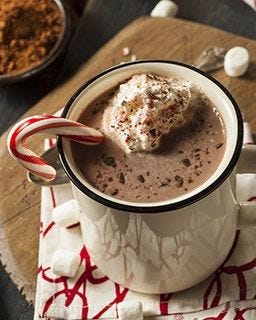 Peppermint Bark Candy Flavored Hot Cocoa | Rich, creamy hot chocolate for Christmas Holiday Season.