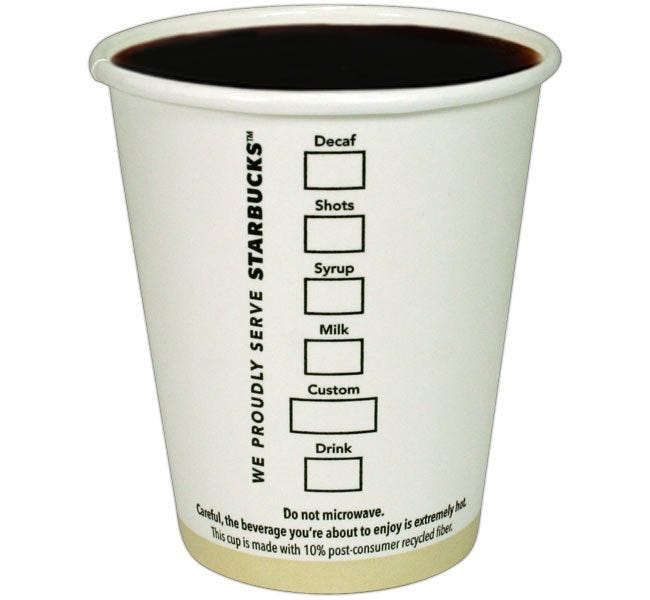 8oz Starbucks White Disposable Paper Cup Sleeves of 50 Great For Hot Drinks 