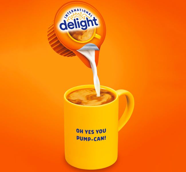 Pumpkin Pie Spice Coffee Creamer Cup, International Delight Thanksgiving Seasonal Flavored Cream.