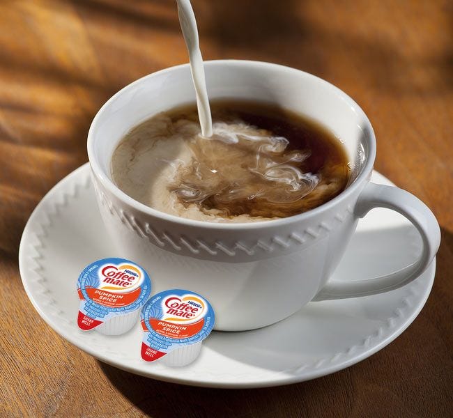 Pumpkin Spice Flavored Coffee-mate 180 cups, Seasonal Holiday Flavor for Thanksgiving. Non-Dairy Coffee Creamers - Limited Supply!