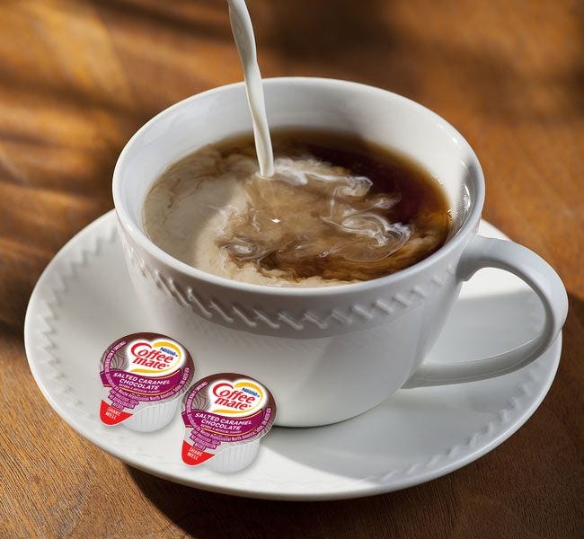 Salted Caramel Chocolate Creamer Cup | Flavored Coffee-mate Creamer Tubs, Single Serving, No Refrigeration