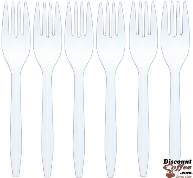 Solo Heavyweight Forks | 6 1/4 inch Plastic Cutlery, Disposable Polystyrene White Forks, 500 count Box.