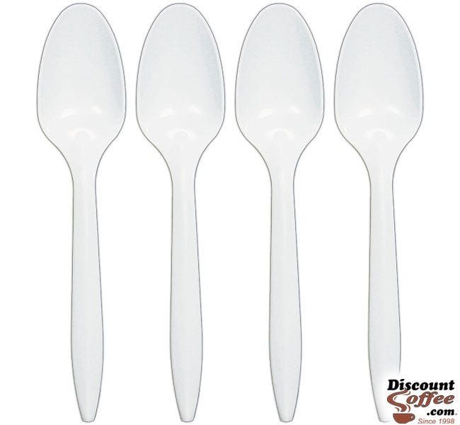 Solo Heavyweight Spoons | 6 inch Plastic Cutlery, Disposable Polystyrene White Spoons, 500 count box.