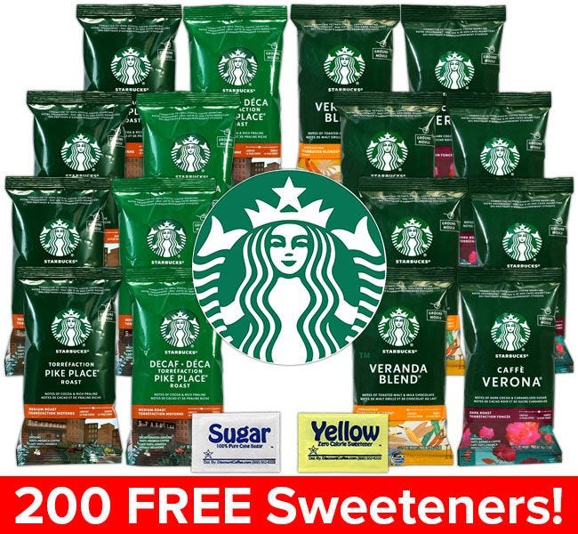 Starbucks Coffee Assortment Variety Pack | Pike Place, Caffe Verona Dark Roast, Decaf Pike Place, Veranda Blend Blonde Roast