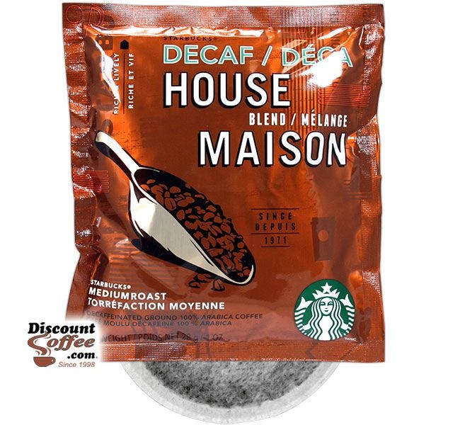 Starbucks Decaf House Blend 4 Cup Coffee Filter Packs | Foodservice In-Room Hotel, Motel, Inn, Bed and Breakfast Coffee. 