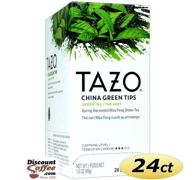 Tazo China Green Tips Tea 24 ct. Box | Green Tea, Spring Harvested Mao Feng Zhejiang China Green Tea Hot Tea Bags. Kosher.