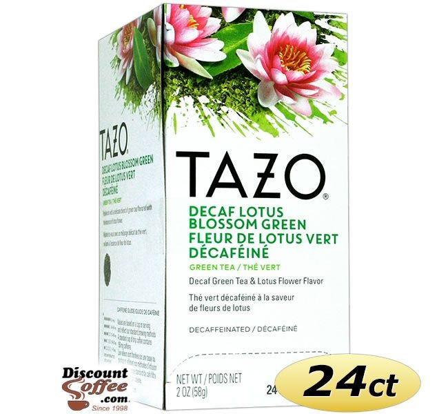 Tazo Decaf Lotus Blossom Tea 24 ct. Box | Green Tea, Lotus Flower Leaves Flavored Hot Tea Bags.