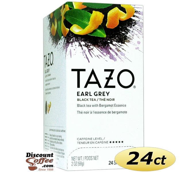 Tazo Earl Grey Tea 24 ct. Box | Black Tea, Spicy, Lavender, Lemon, Bergamot Flavored Hot Tea Bags.