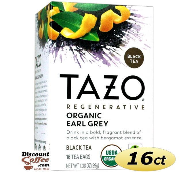 Tazo Earl Grey Tea 16 ct. Box | Black Tea, Spicy, Lavender, Lemon, Bergamot Flavored Hot Tea Bags.