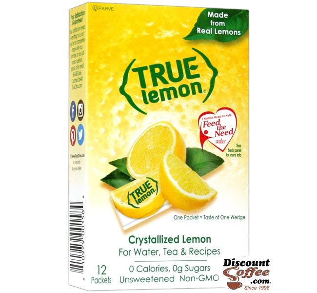 True Lemon 12 ct. Box - Real Lemon Juice Flavor for water, tea, beverages.