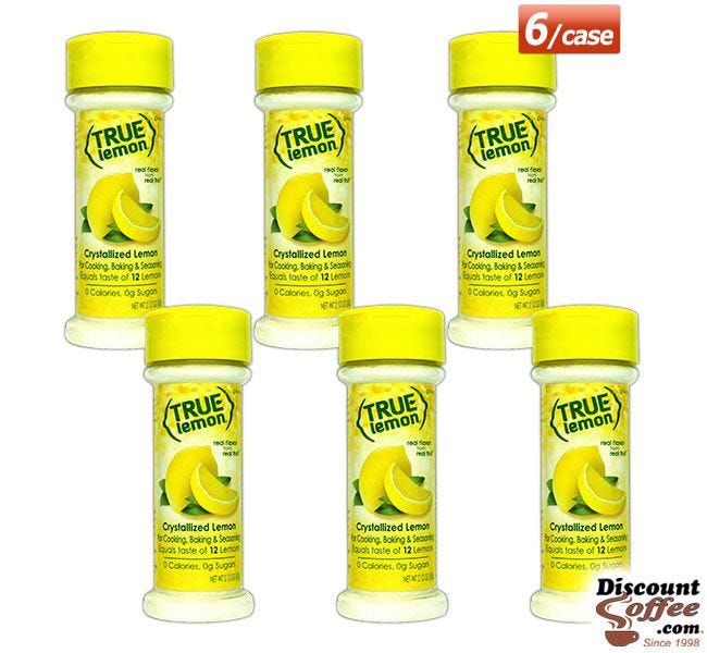 True Lemon 2.12 oz. Shakers 6 ct. Case | Food Service, Seasoning, Cooking, Recipes, Non-GMO, Gluten Free, No Sugar, Kosher