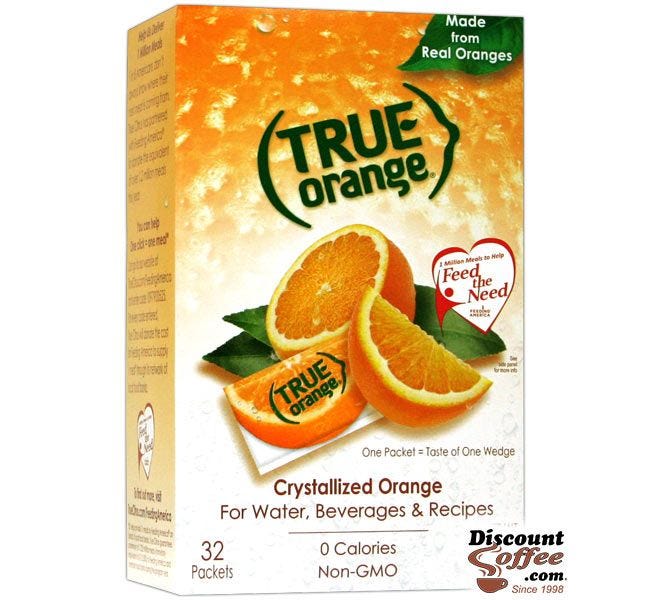 True Orange 32 ct. Box - 0 Calories - Crystallized Orange - 100% Natural