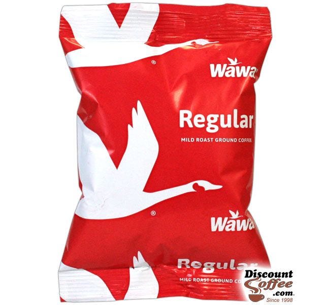 Wawa Regular Coffee 2 oz. Bag Brews a Perfect 10 - 12 cup pot. Pennsylvania Wawa Convenience Store Coffee delivered to your home, office.